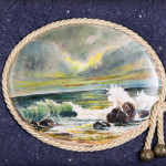 Mare in tempesta - acquerello su cotto cm.16x20